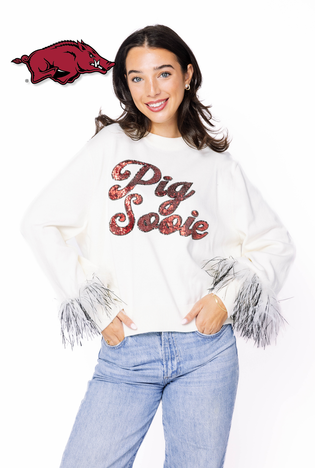 Licensed Sample - Arkansas Feather Sleeve Sweater