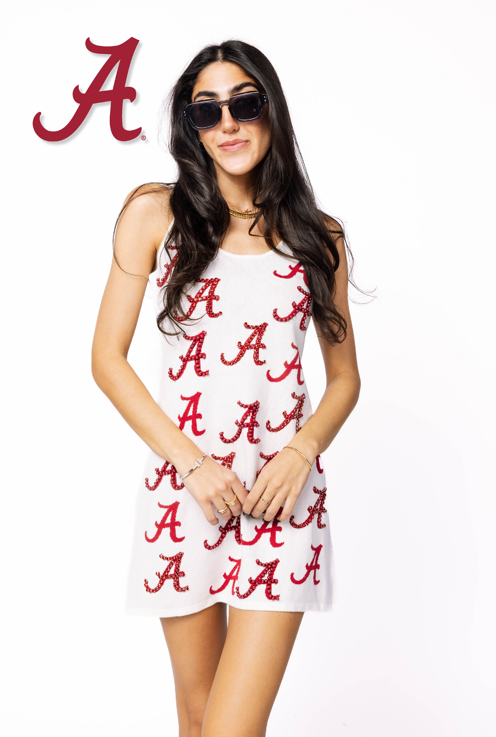Licensed Sample - Alabama Knit In Mascot Rhinestone Knit Dress