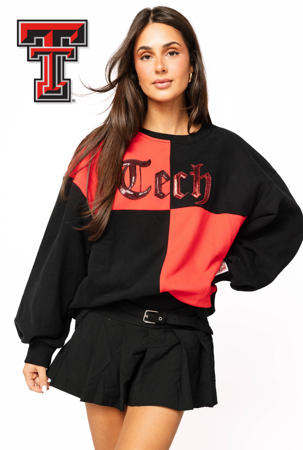 Licensed Sample -Texas Tech Medieval Font Checker Sweatshirt