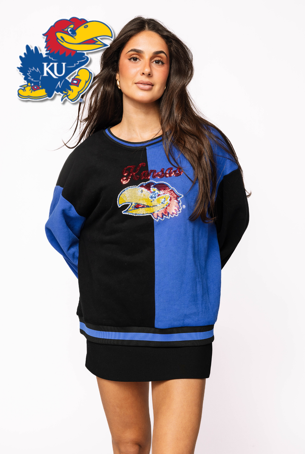 Licensed Sample - Kansas Black Colorblock Sweatshirt