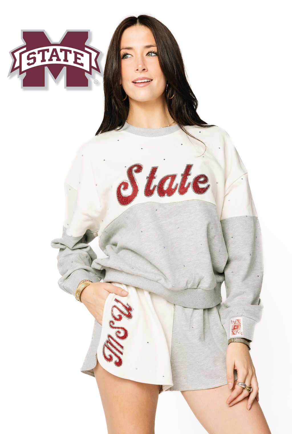 Licensed Sample - Miss State Pastel Two Tone Sweatshirt/Short SET