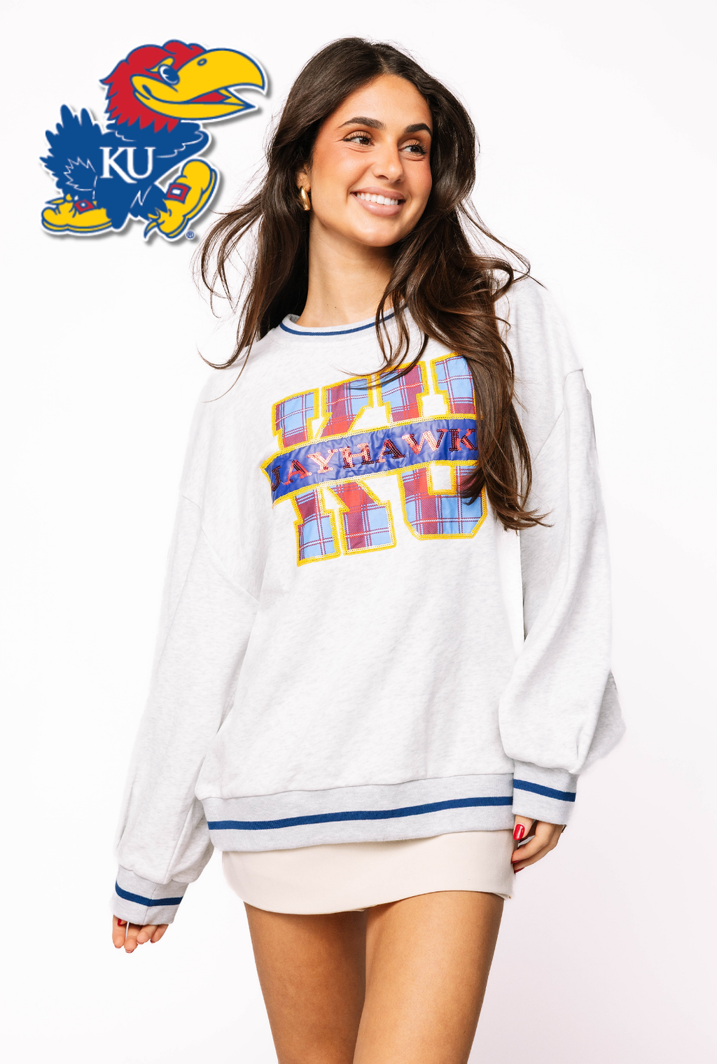 Licensed Sample - Kansas Plaid Letter Sweatshirt