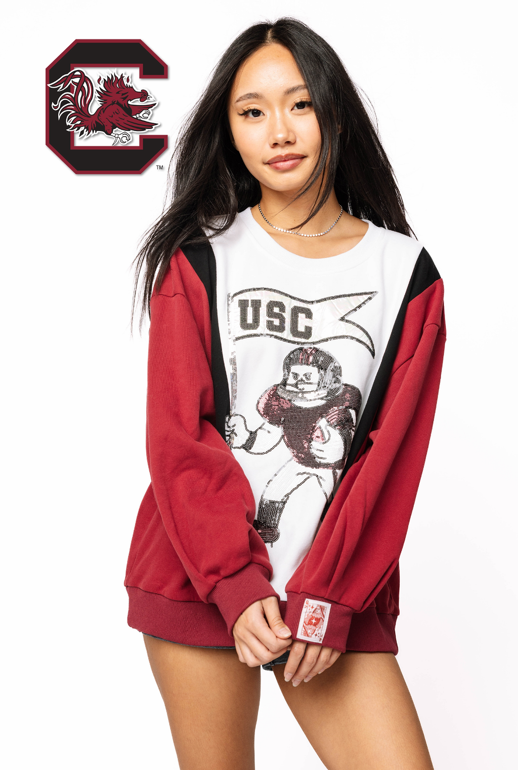 Licensed Sample - S Carolina Football Player With Flag Sweatshirt