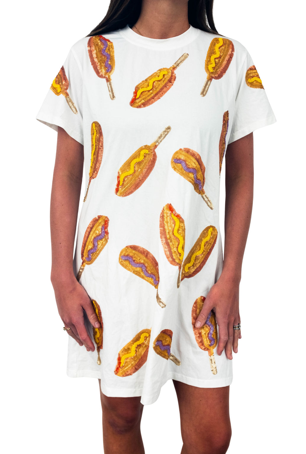 SAMPLE - White Scatter Corndog Tee Dress