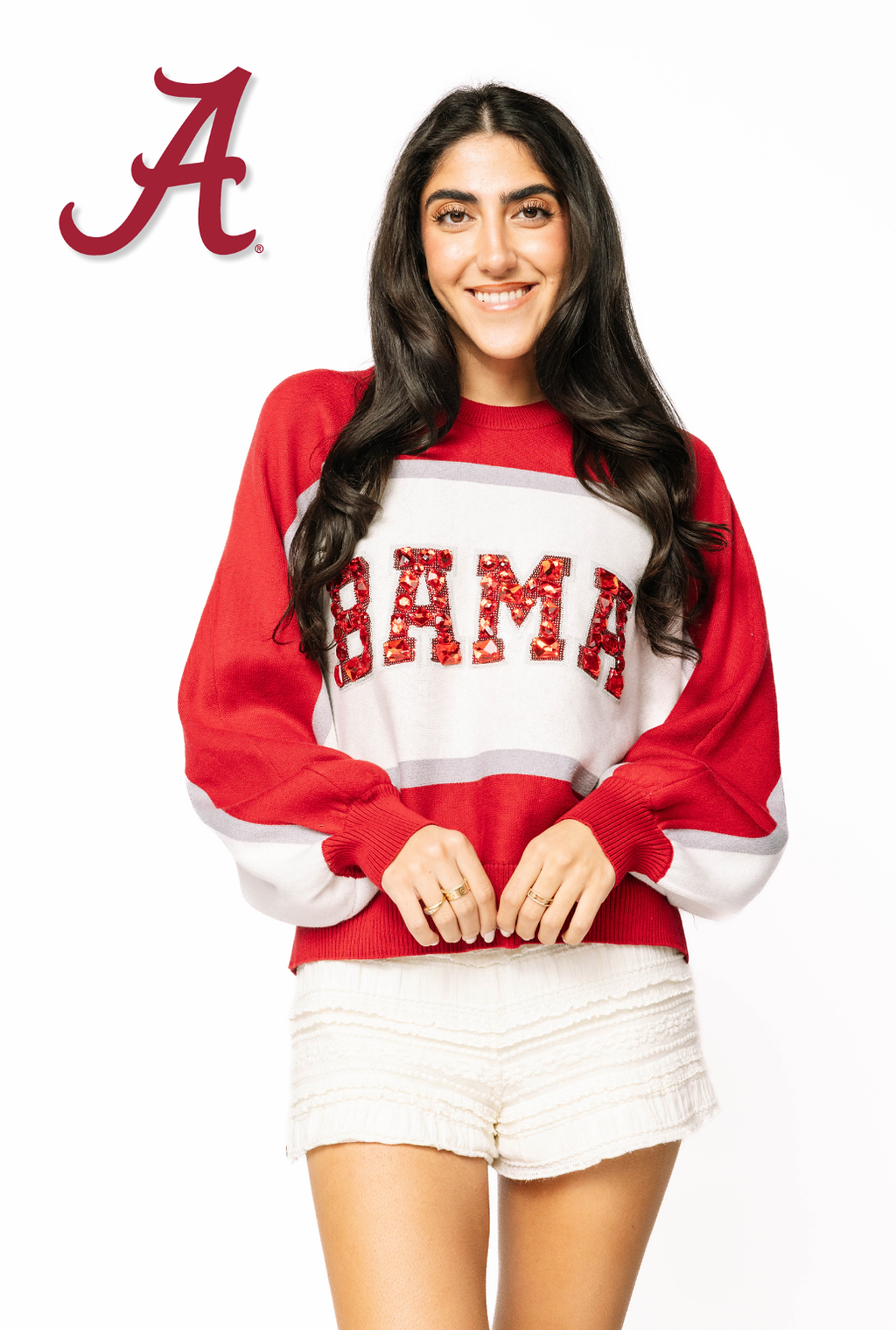 Licensed Sample - Alabama Colorblock Jewel Letter Sweater