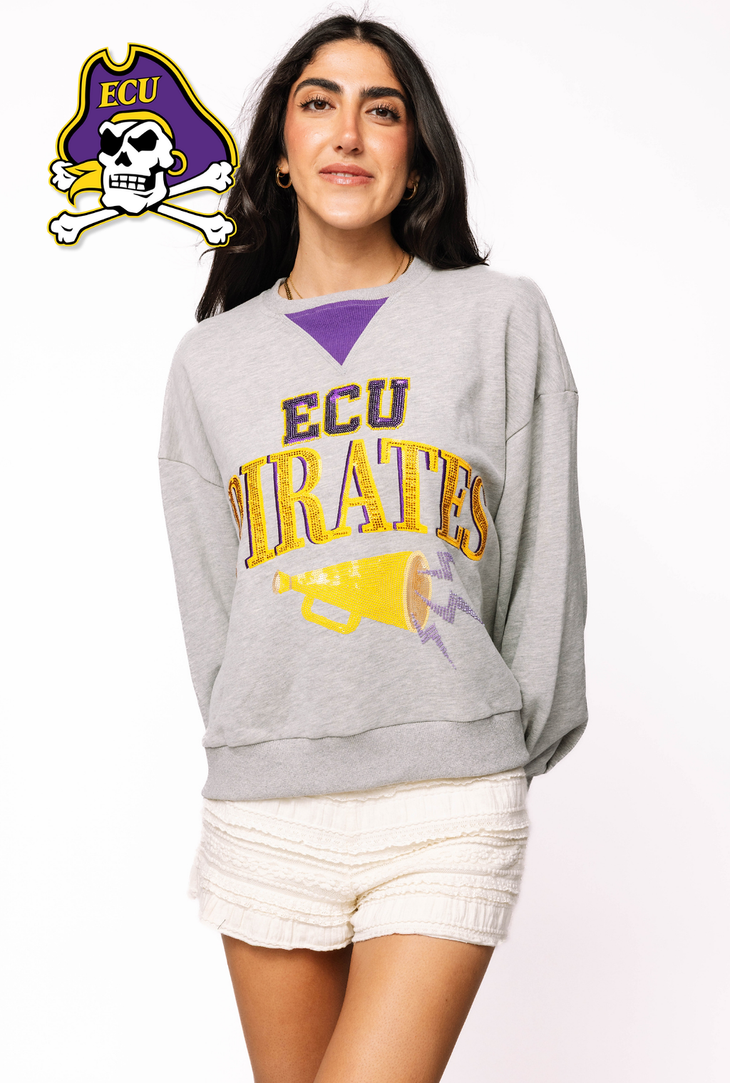 Licensed Sample - ECU Megaphone and Icons V Sweatshirt