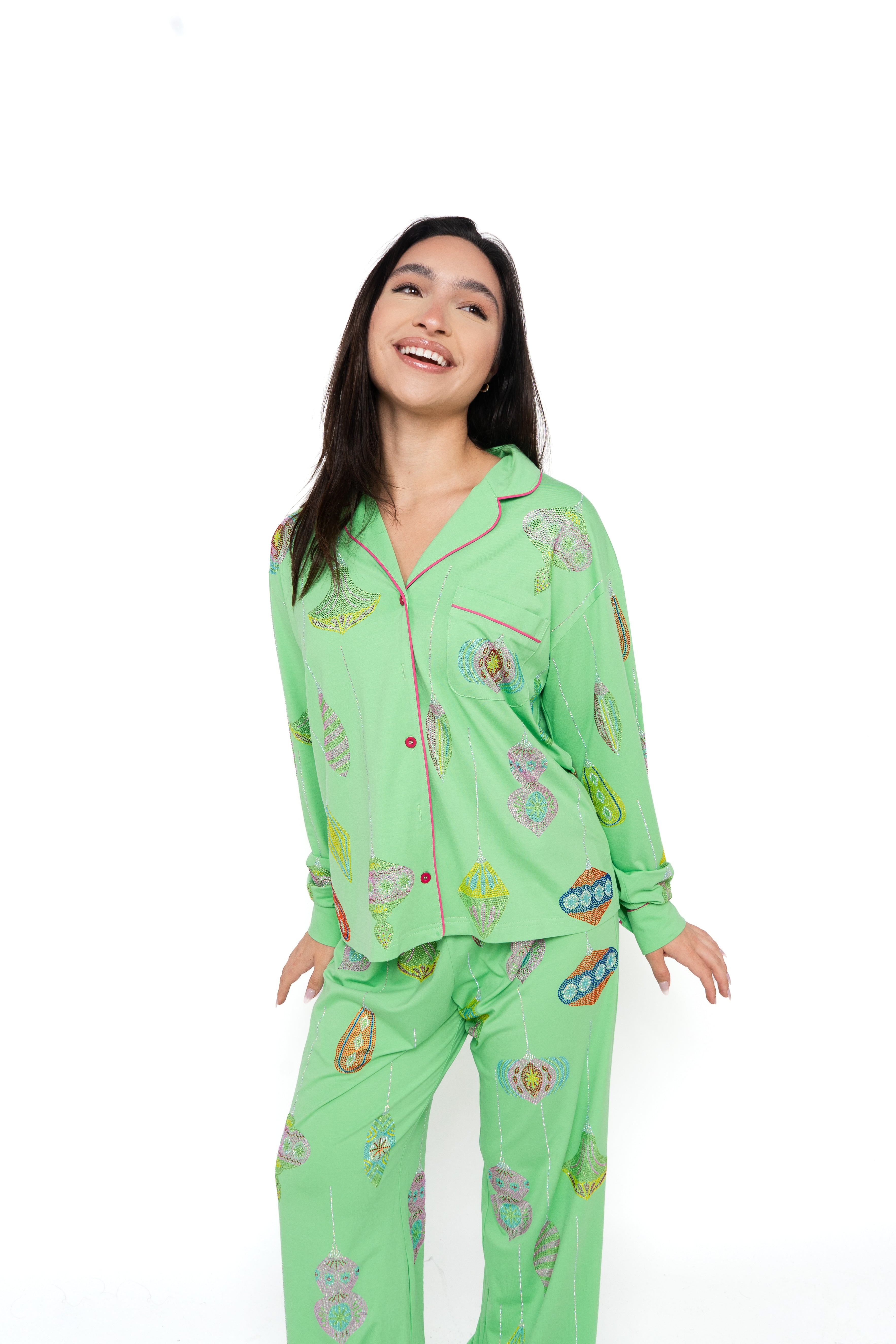 Green Multi Ornament Pajama Pant