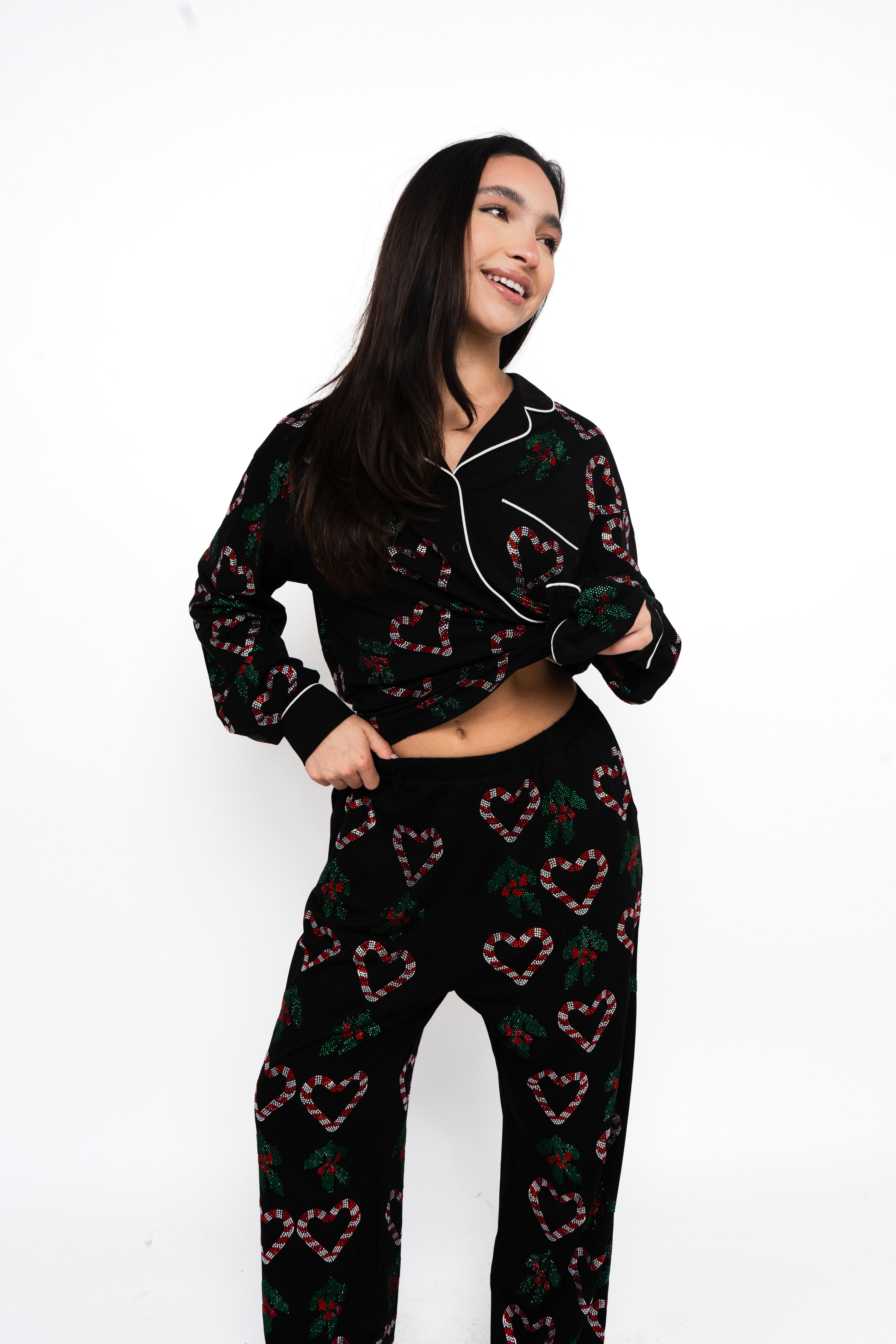 Black Holly & Peppermint Pajama Top