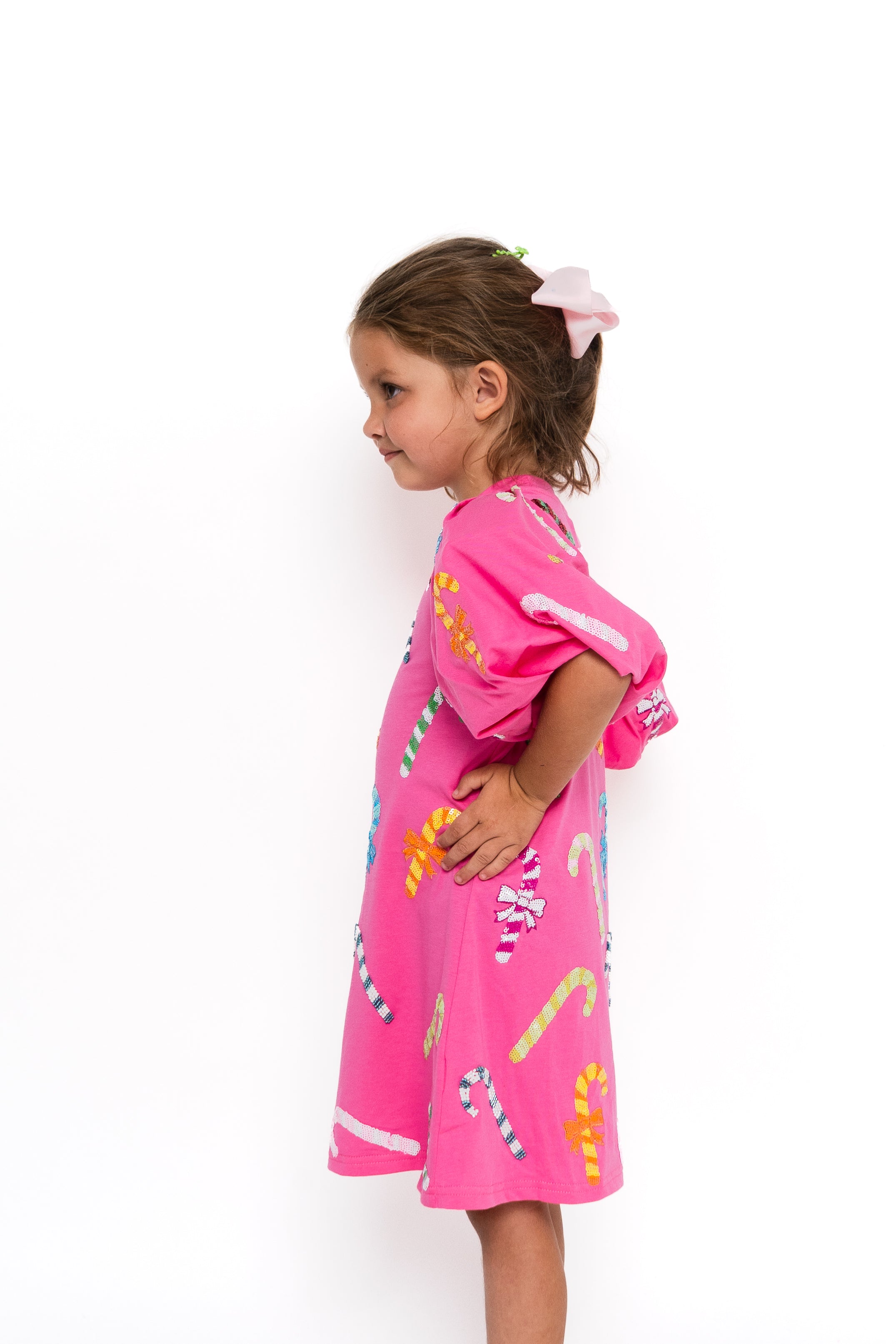 Kids Pink Pink Multi Candy Cane Dress