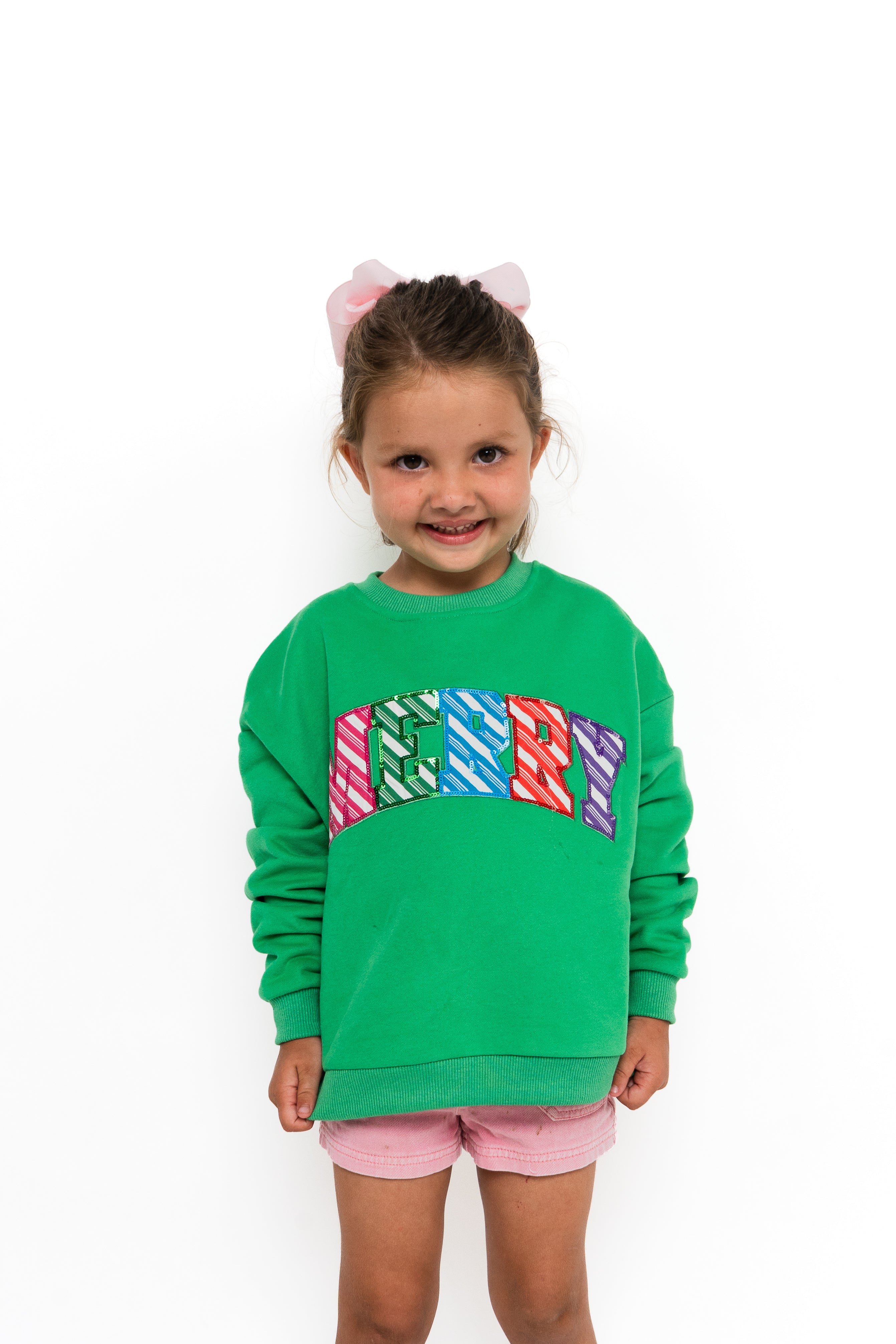 Kids Rainbow Striped 'Merry' Colorblock Sweatshirt