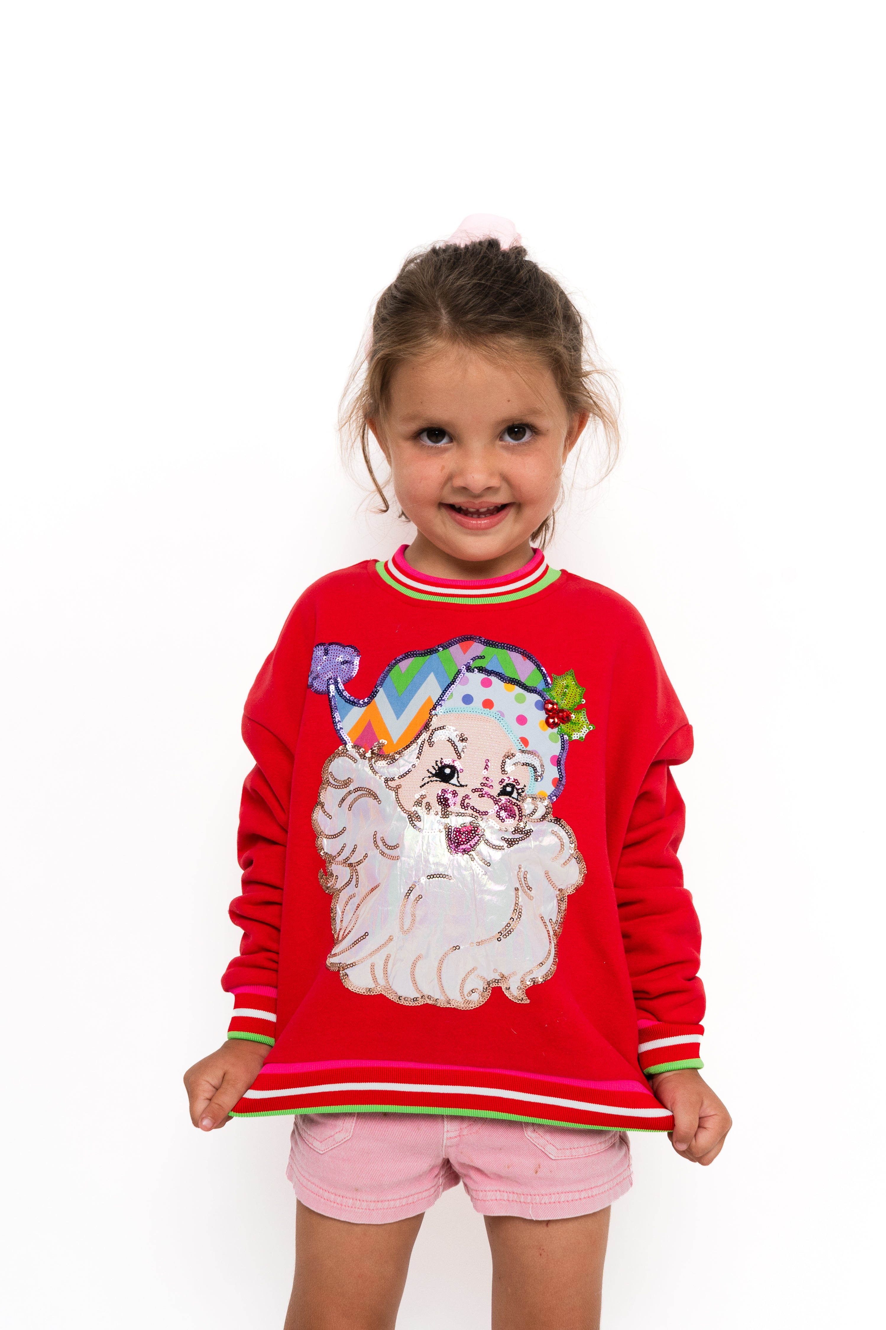 Kids Multi Hat Metallic Santa Sweatshirt