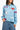 Licensed SMU Denim Multi Rhinestone Scattered Logo Button Up Long Sleeve Top