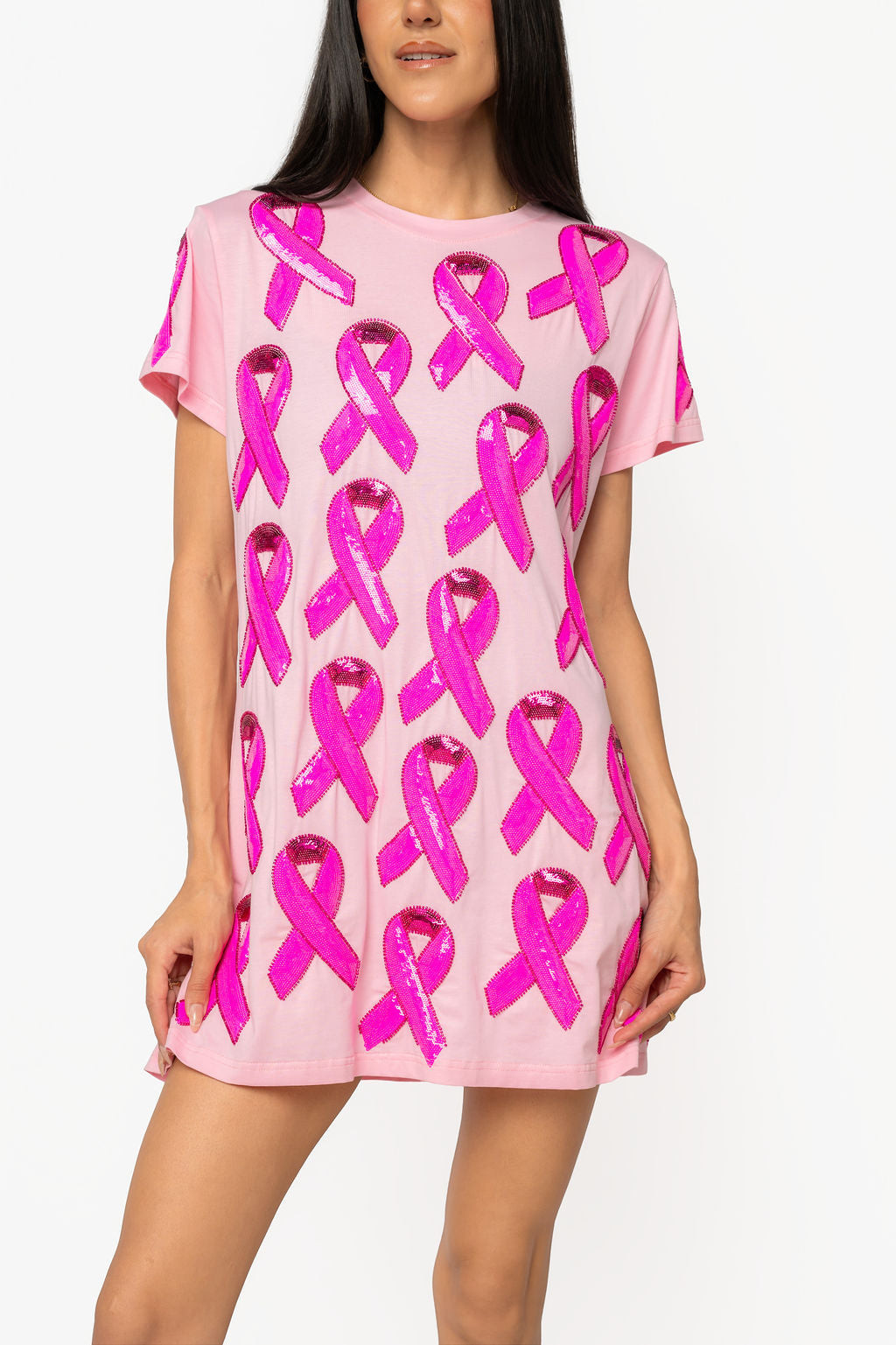 Pink Breast Cancer Ribbon Tee Dress