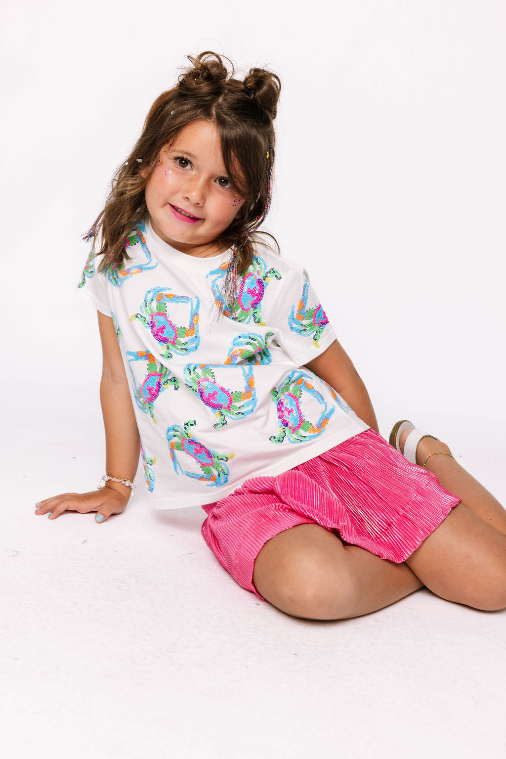 Kids White Multi Crab Tee