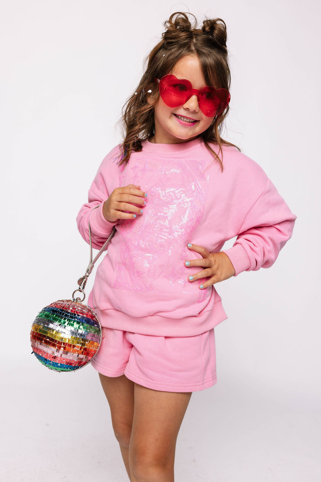 Kids Hot Pink Queen Card Logo Sweatshirt