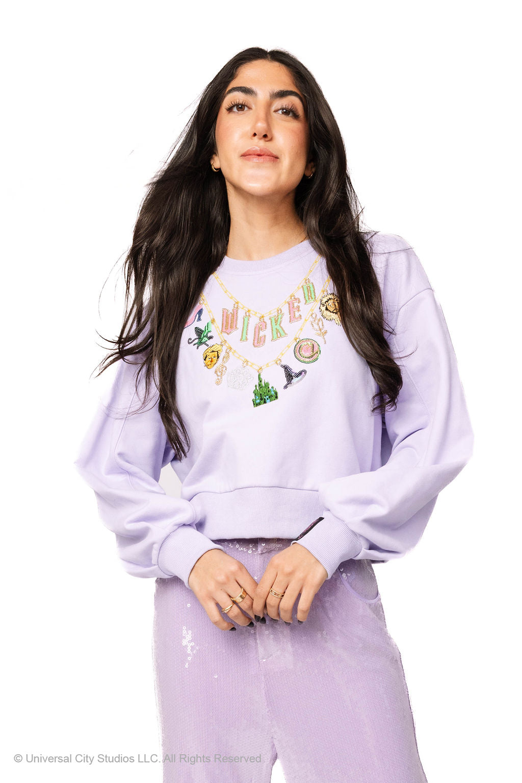 Licensed Lavender Wicked Charm Necklace Sweatshirt