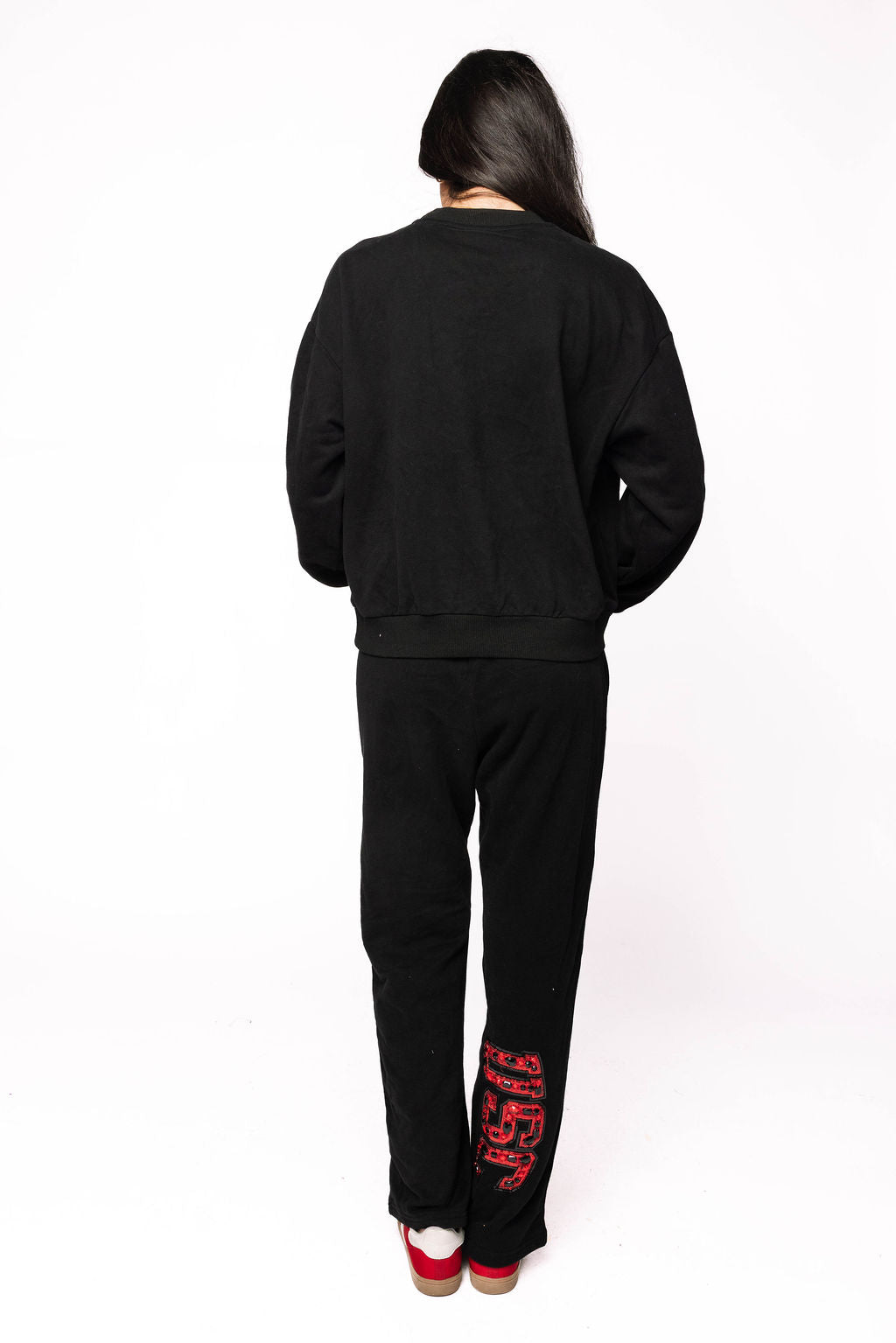 Licensed Sample - S Carolina Black W/ Multi Jewel Letter Sweatshirt/Pant SET