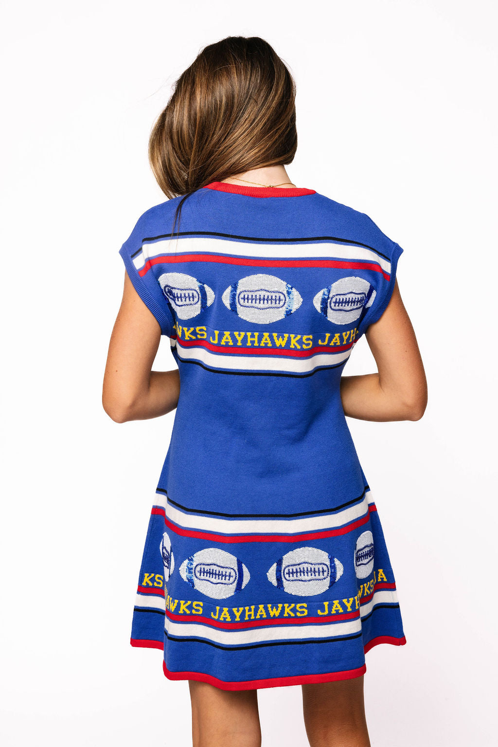 Licensed Sample - Kansas Vintage Football Stripes Sweater Dress