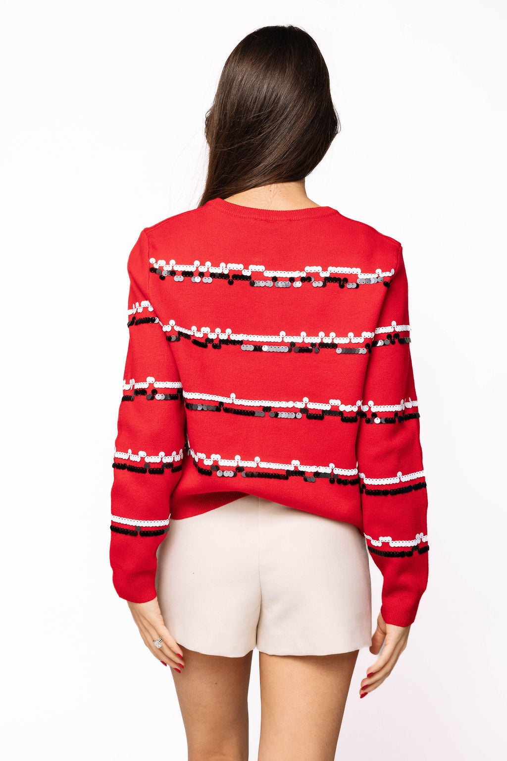 Licensed Sample - Texas Tech Full Sequin Skinny Stripe Cardigan and Shorts SET