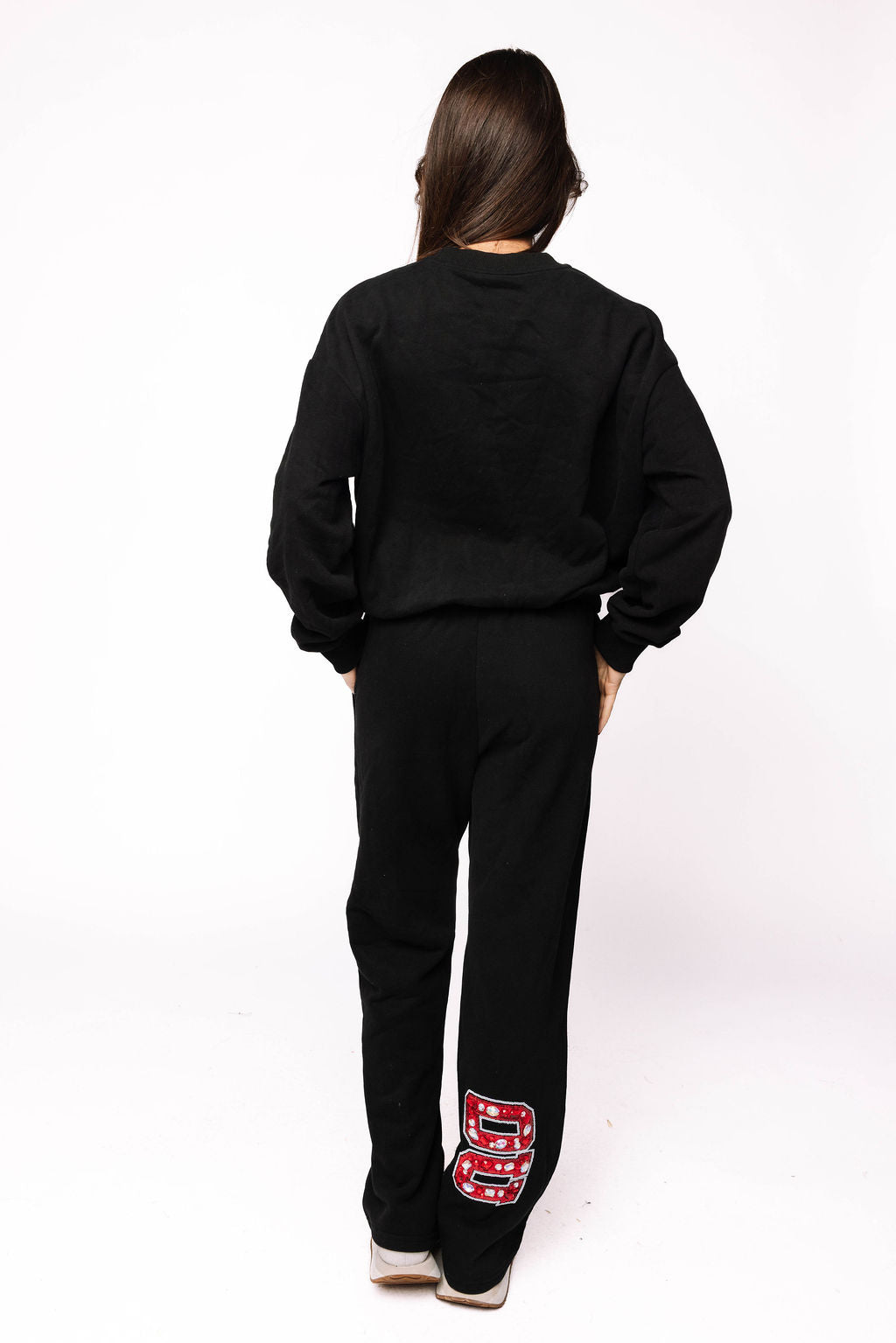 Licensed Sample - OU Black W/ Multi Jewel Letter Sweatshirt/Pant SET