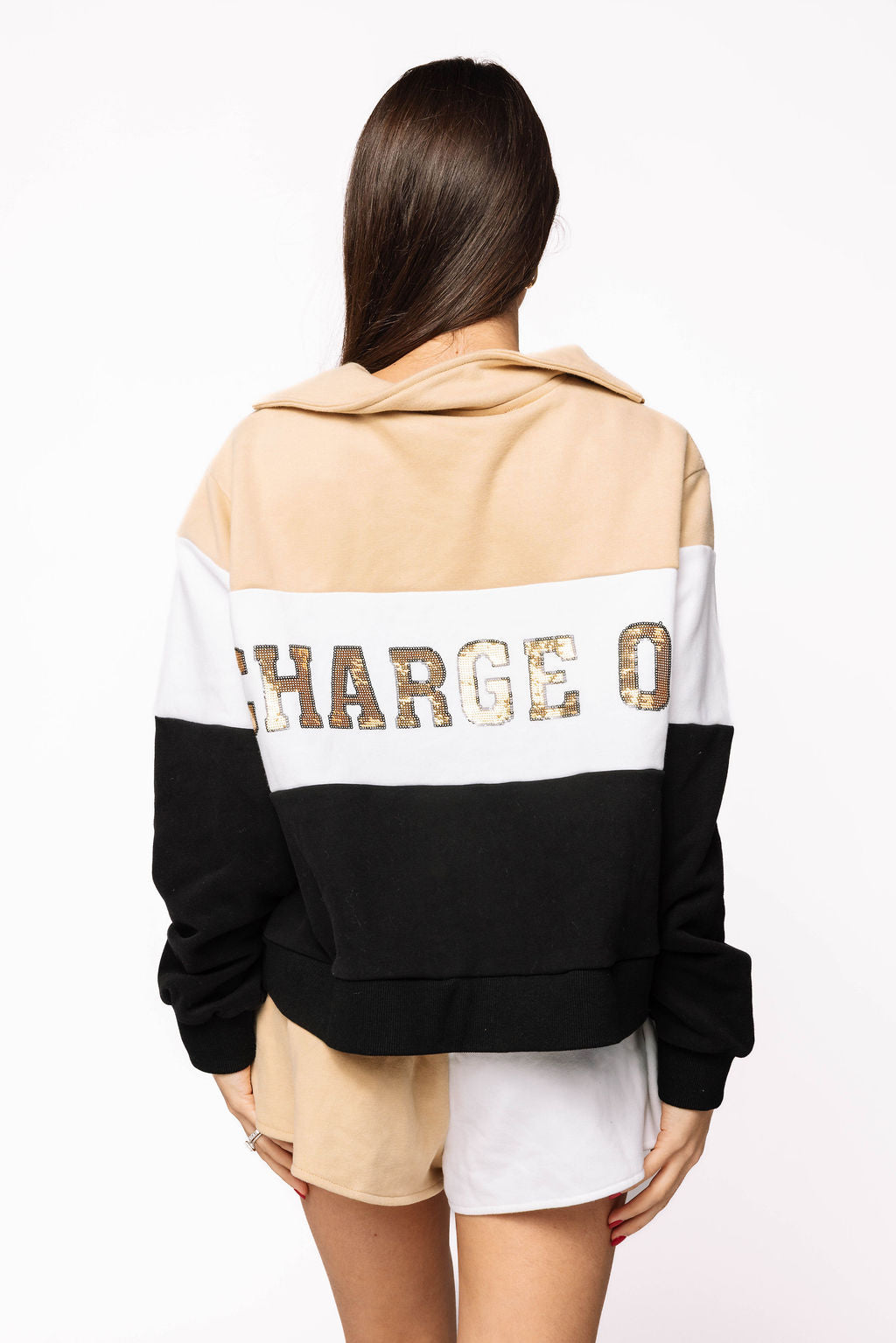 Licensed Sample - UCF Quarter Zip Colorblock Sweatshirt/Short Set