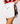 White Full Sequin Shorts with Black & Red Side Stripe