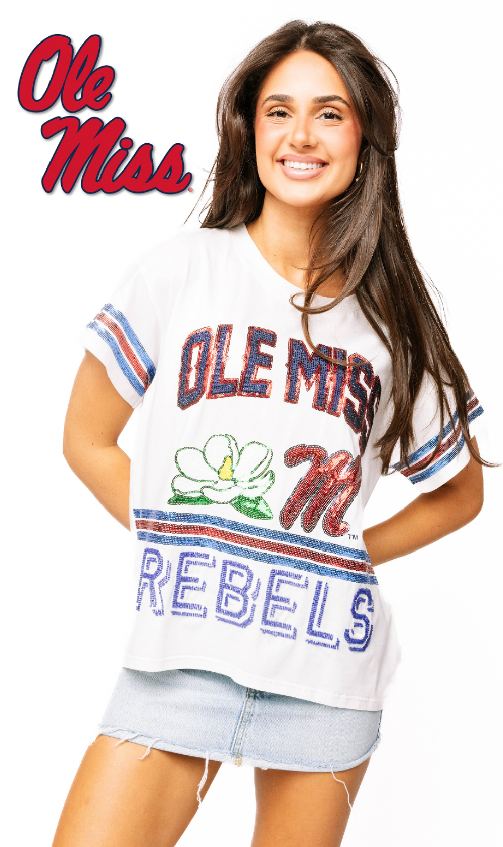 Licensed Sample - Ole Miss Flower Mascot Tee