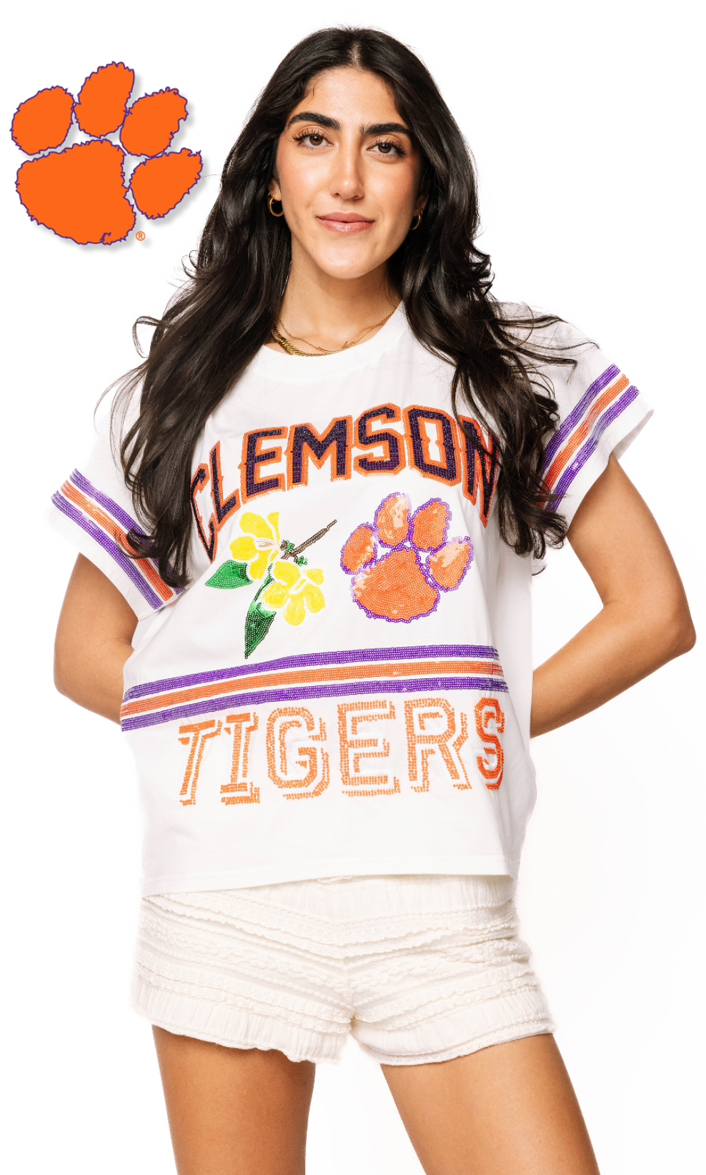 Licensed Sample - Clemson Flower Mascot Tee