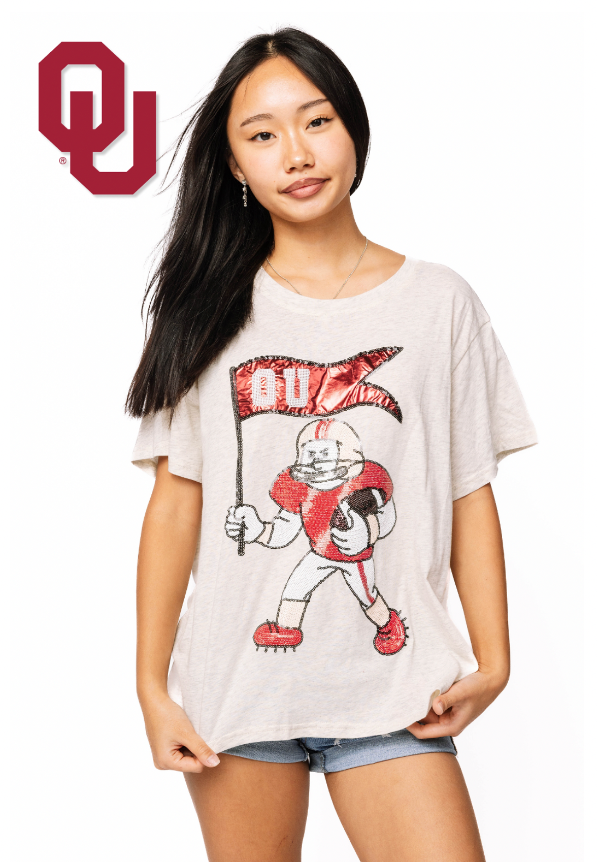Licensed Sample - Oklahoma Football Player With Flag Tee