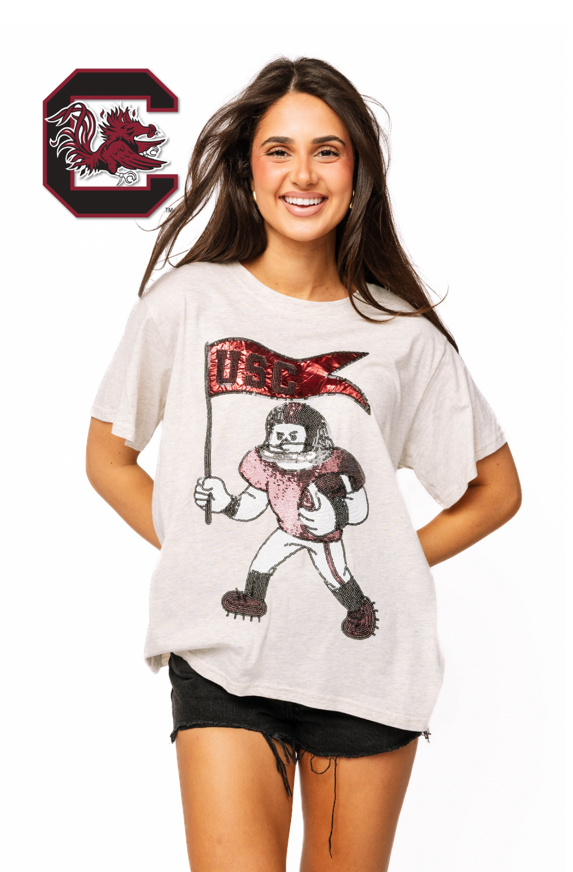 Licensed Sample - S Carolina Football Player With Flag Tee