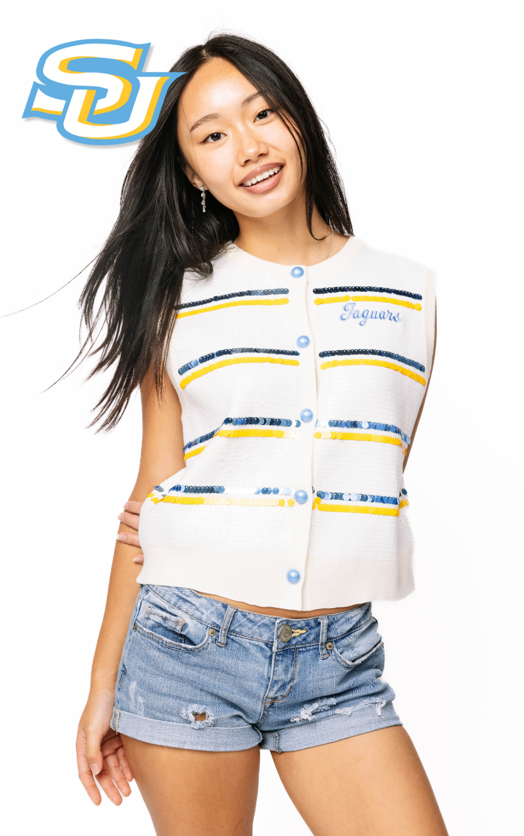 Licensed Sample -Southern Full Sequin Skinny Stripe Vest