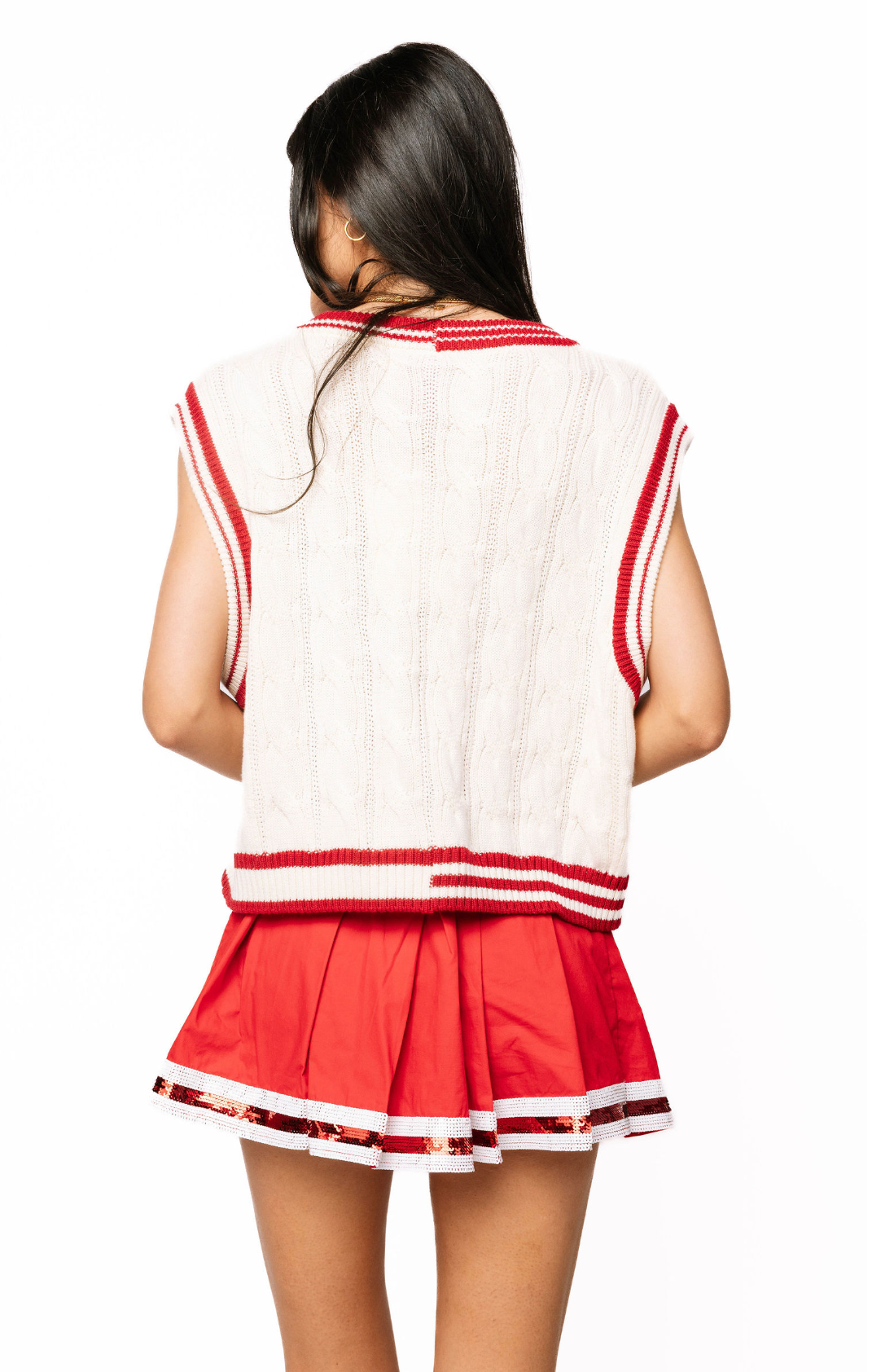 Licensed Sample - White & Crimson Pearl 'A' V Neck Sweater Vest