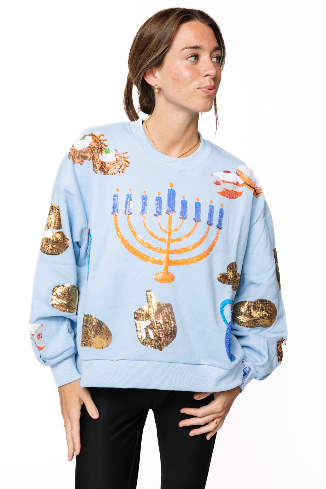 Light Blue Hanukkah Foods Sweatshirt