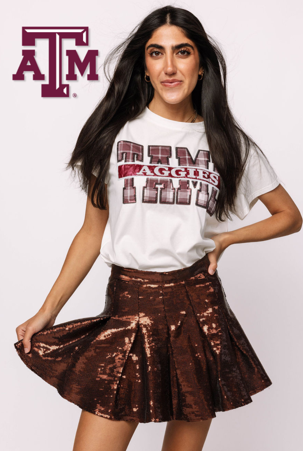 Licensed Sample - Texas A&M Plaid Letter Tee