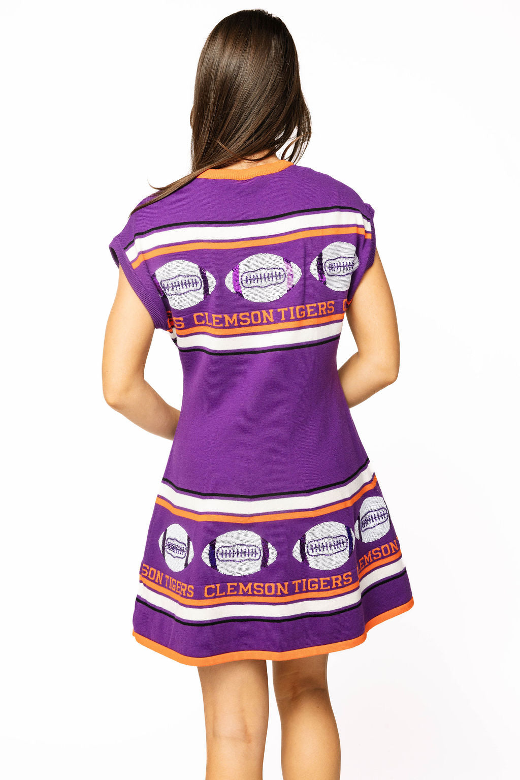 Licensed Sample - Clemson Vintage Football Stripes Sweater Dress