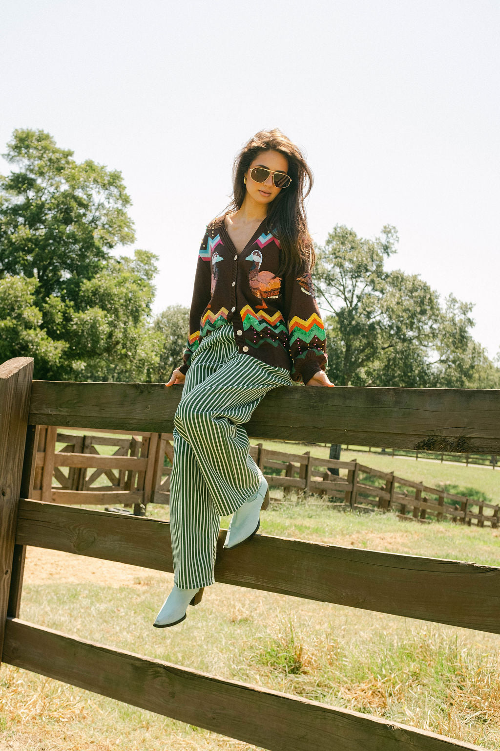 Brown Multi Zig Zag Duck Cardigan