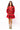 Red Poinsettia Button Up Mock Neck Tie Sweatshirt Dress