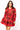 Red Poinsettia Button Up Mock Neck Tie Sweatshirt Dress