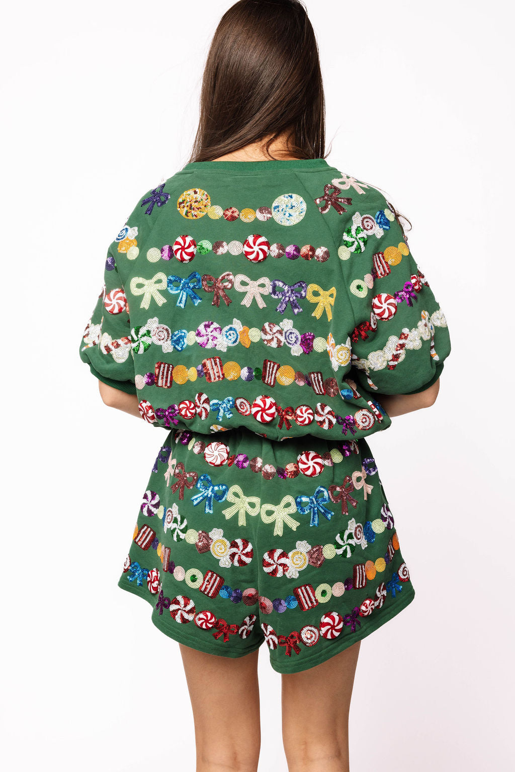 SAMPLE- Dark Green Candy Garland Top and Short Set