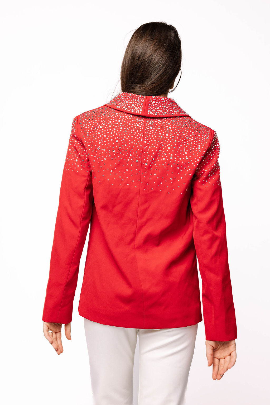 SAMPLE- Red Scattered Rhinestone Blazer