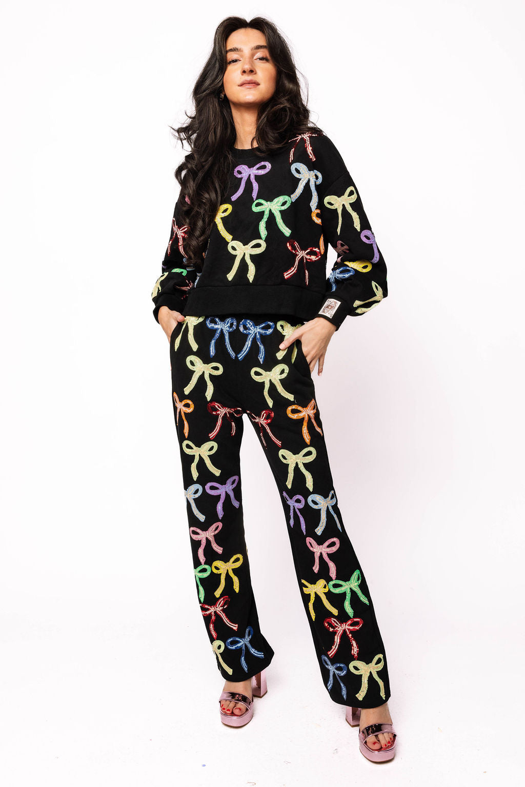 Black Multi Bow Sweatpant