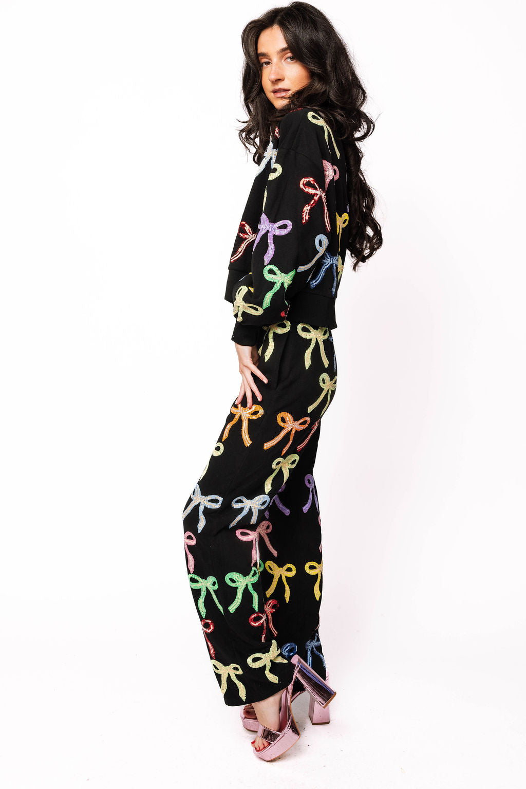 Black Multi Bow Sweatpant