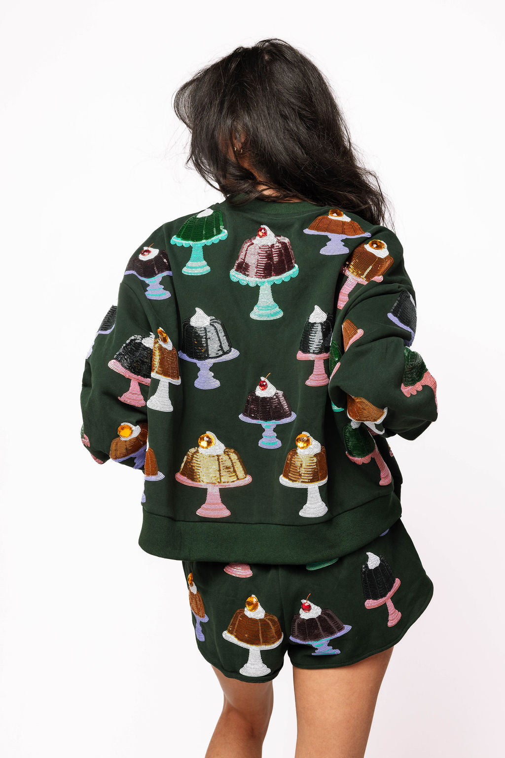 SAMPLE- Dark Green Multi Jello Mold Sweatshirt and Short Set