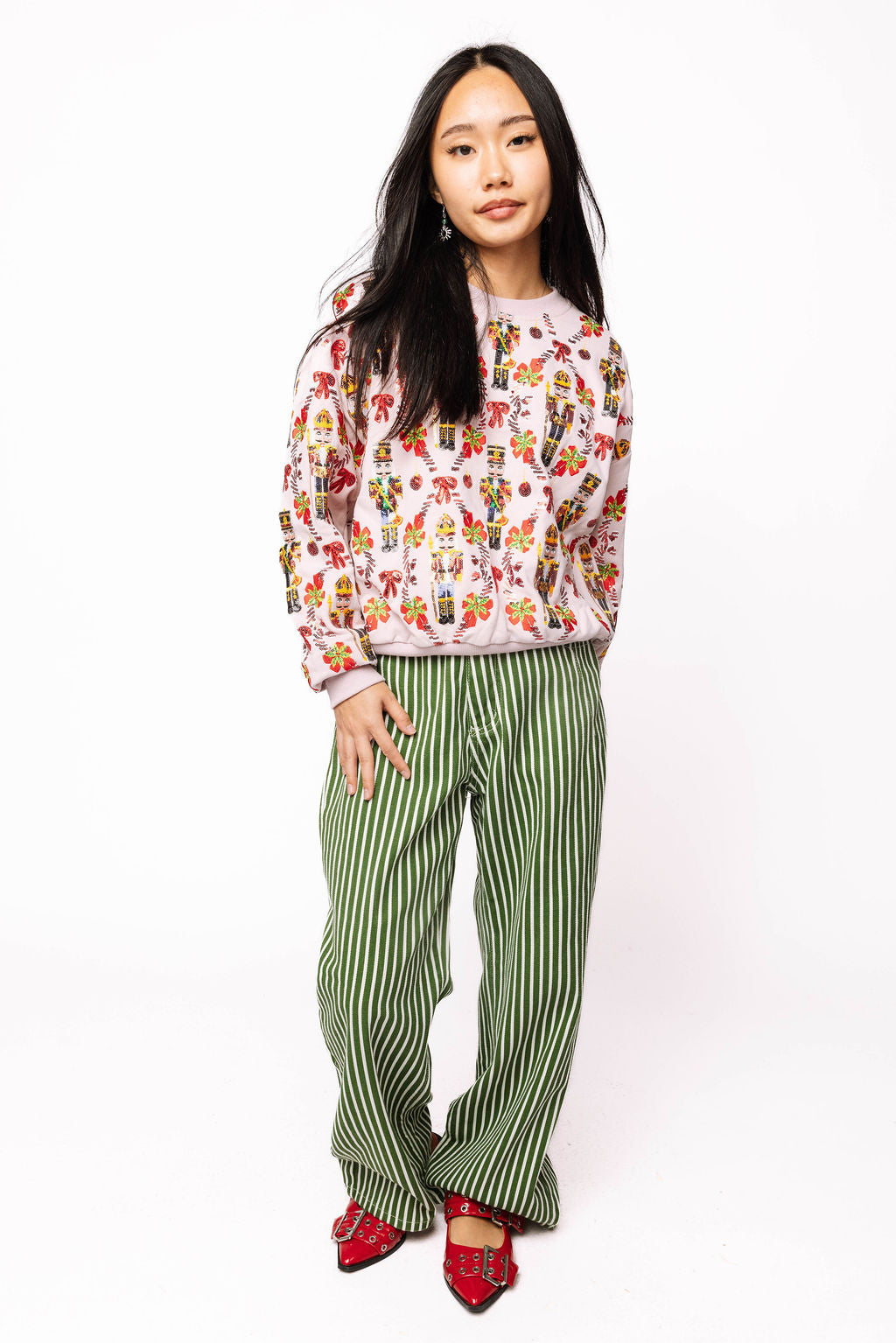 Light Pink Nutcracker & Candy Cane Sweatshirt