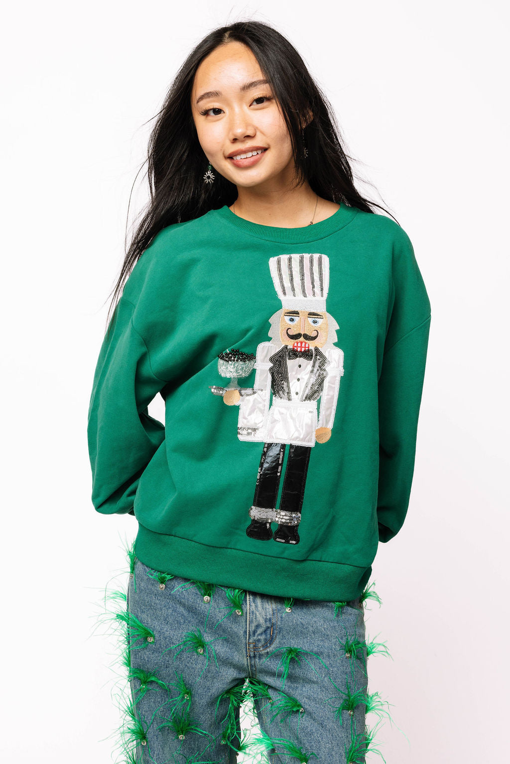 Dark Green Caviar Serving Nutcracker Sweatshirt