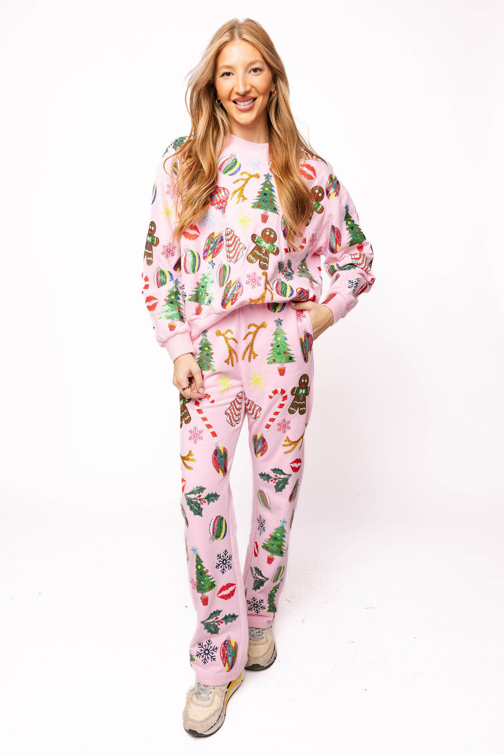 Light Pink Christmas Icons Sweatpant