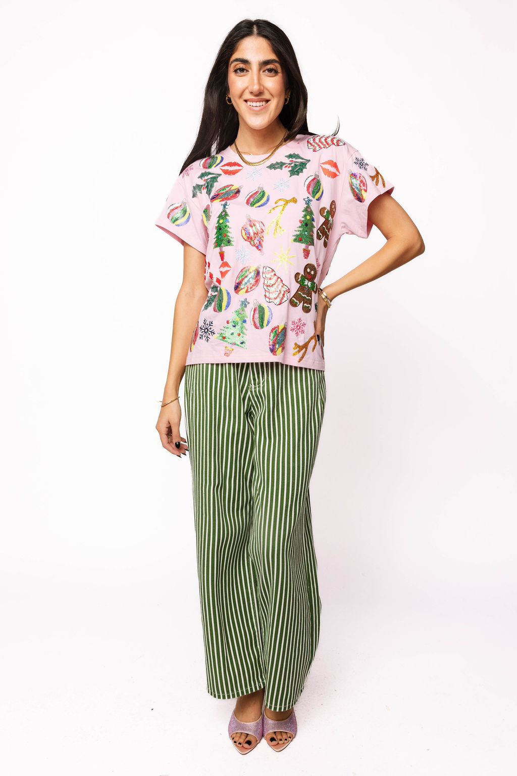 Light Pink Christmas Icons Tee