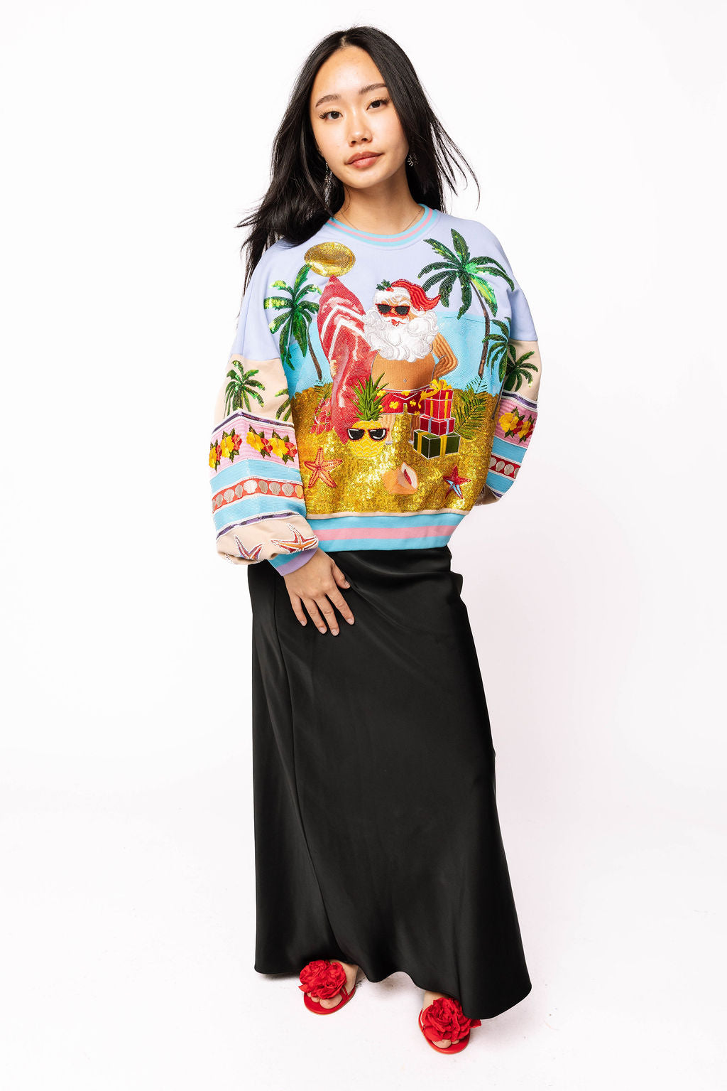 Multi Vintage Vacation Santa Sweatshirt