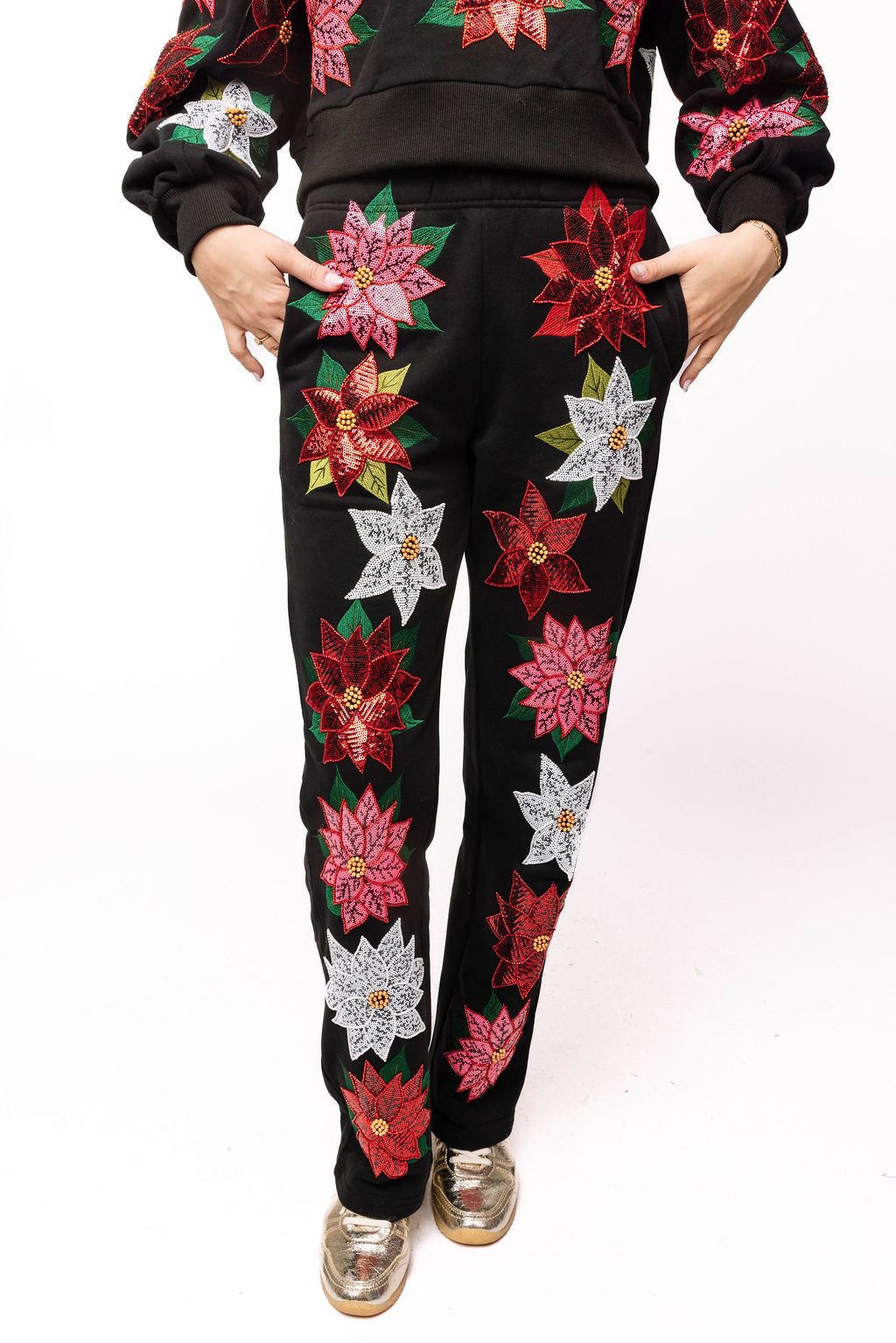 Black Poinsettia Sweatpant