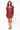 Red Plaid Poinsettia Oversized Collar Poof Sleeve Dress